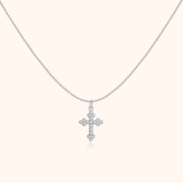 Stylish Necklace with Cross - Clémence-Silver-Nora Luxe
