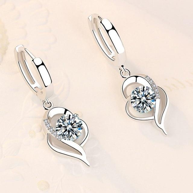 Stylish Silver Zircon Earrings for Women - Elsa-White-Nora Luxe