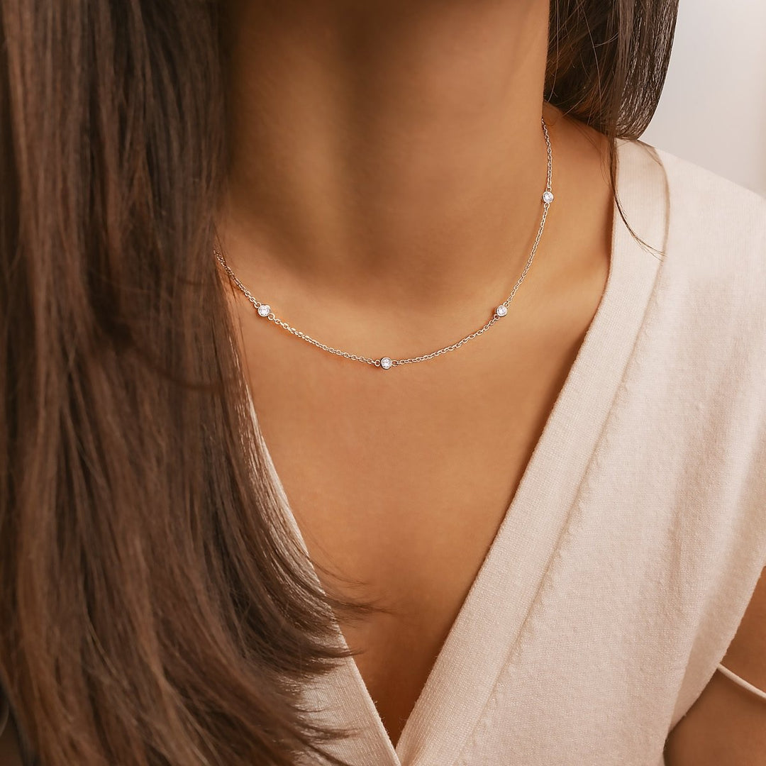 Stylish Zirconia Necklace - Elara-Silver-Nora Luxe