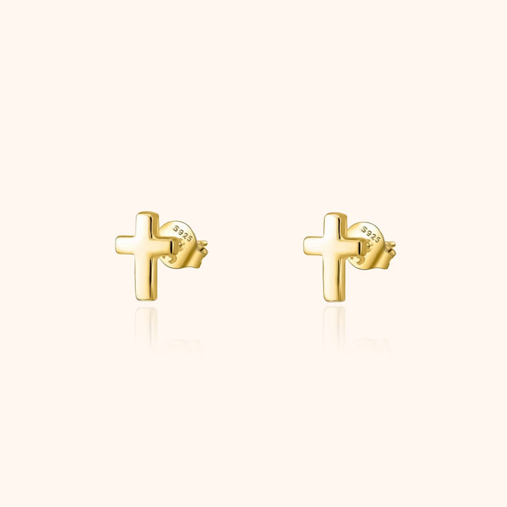Subtle Cross Earrings - Lena-Gold-Nora Luxe