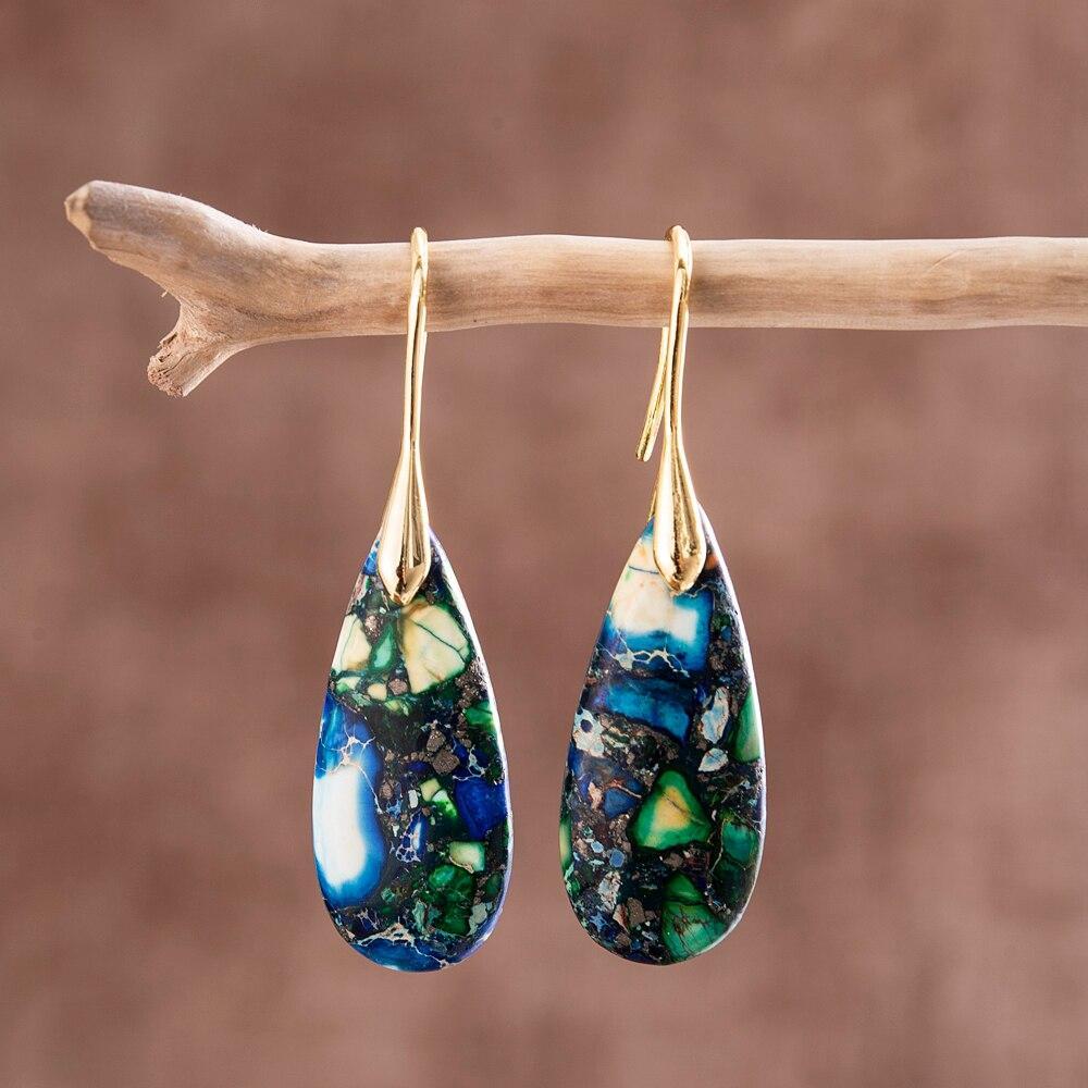Teardrop Earrings with Natural Grounding - Sylvara-Gold-Nora Luxe