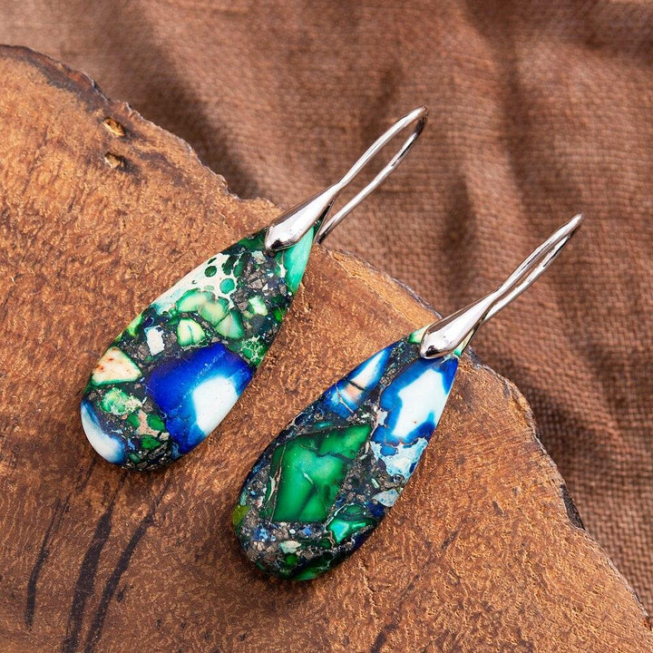 Teardrop Earrings with Natural Grounding - Sylvara-Silver-Nora Luxe