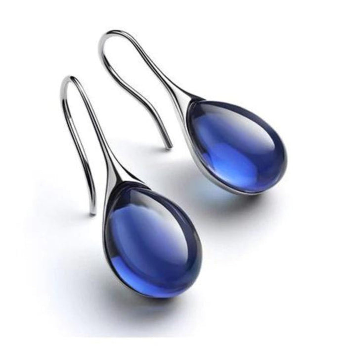 Trendy Crystal Drop Earrings - Celestina-Blue (Silver)-Nora Luxe