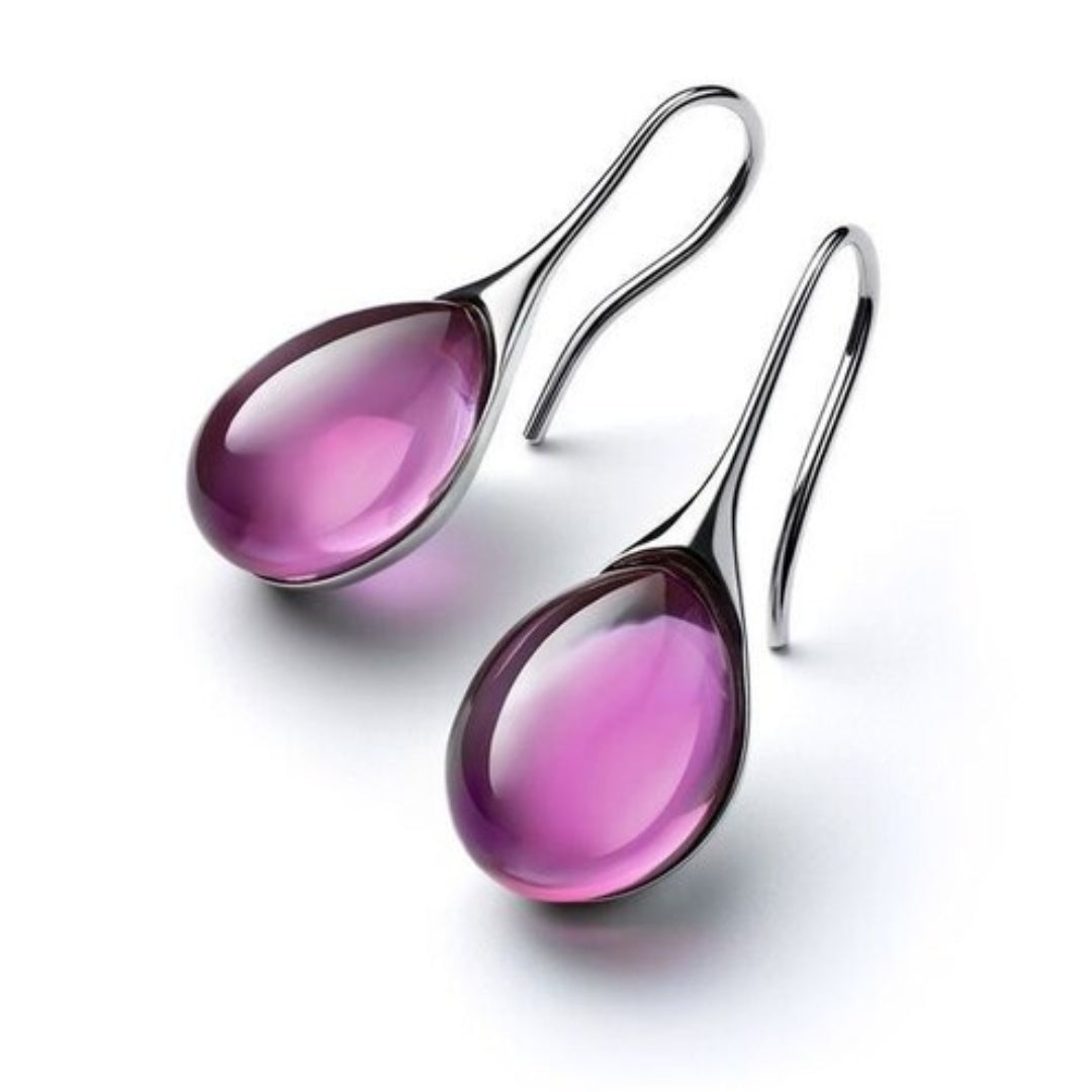 Trendy Crystal Drop Earrings - Celestina-Purple-Nora Luxe