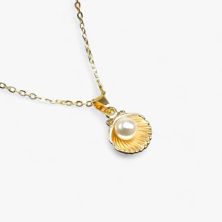Trendy Shell & Pearl Necklace - Maris-Gold Seashell-Nora Luxe