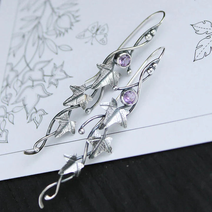 Vintage Leaf Elf Earrings - Sylvana-Purple-Nora Luxe