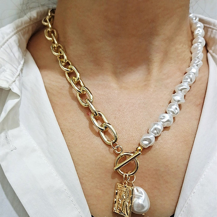 Vintage Pearl Choker Necklace | Women's Elegant Jewellery-Gold-Nora Luxe