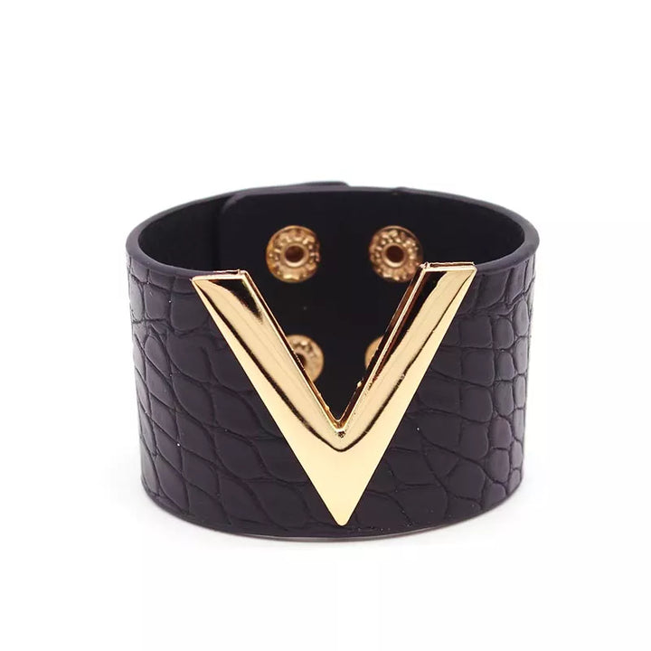 Wide Leather Wrap Bracelet | Stylish and Versatile-BLACK GOLD-Nora Luxe