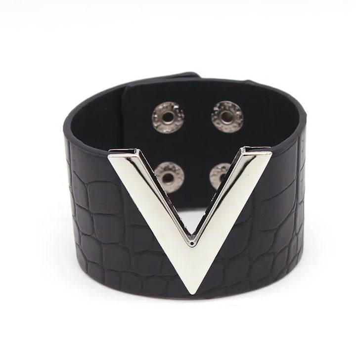 Wide Leather Wrap Bracelet | Stylish and Versatile-BLACK SILVER-Nora Luxe