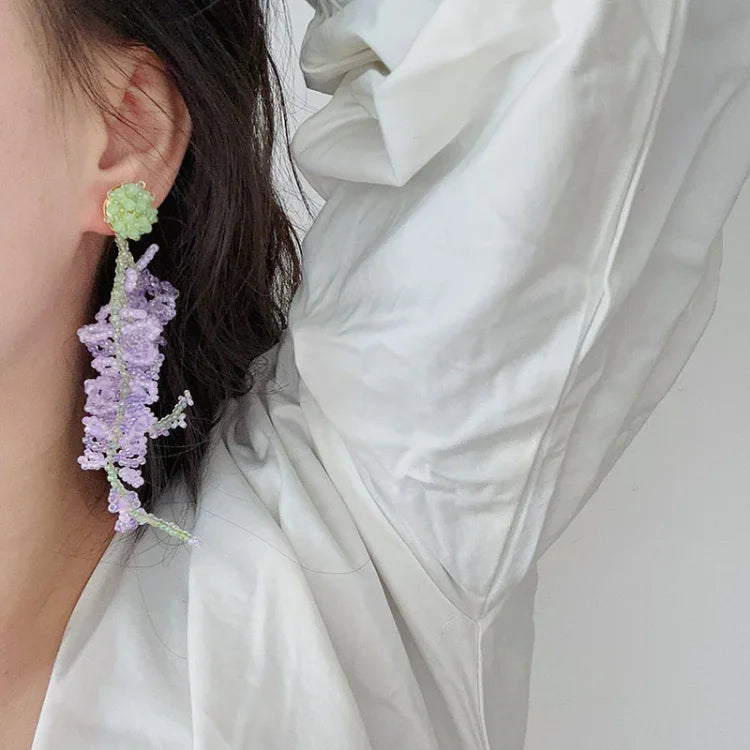 Wisteria Cluster Earrings with Forest Theme - Aurelia-Nora Luxe