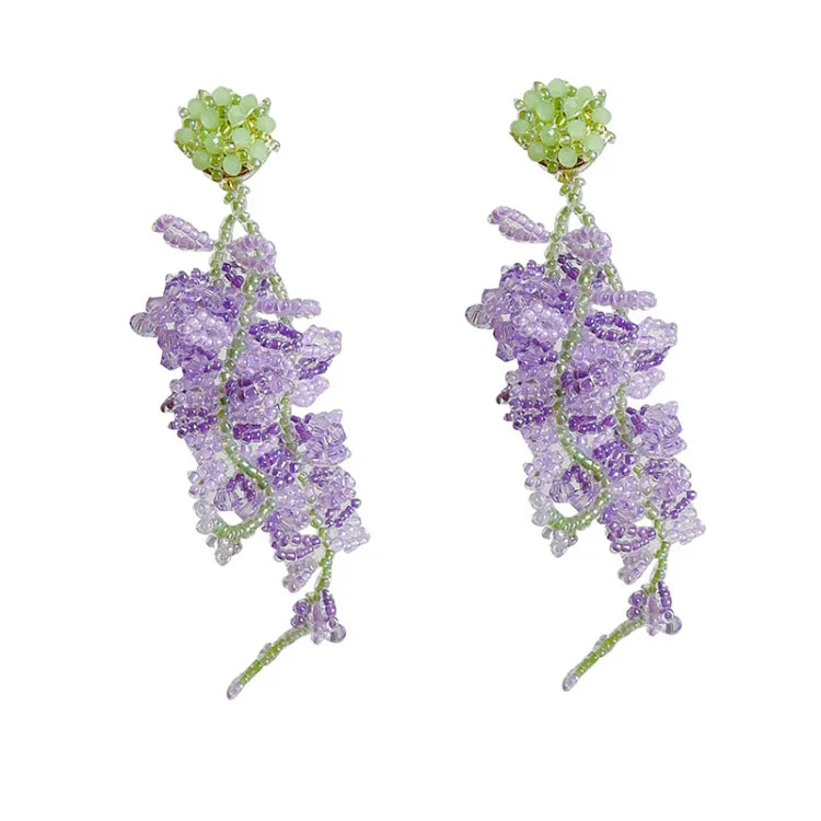 Wisteria Cluster Earrings with Forest Theme - Aurelia-Nora Luxe