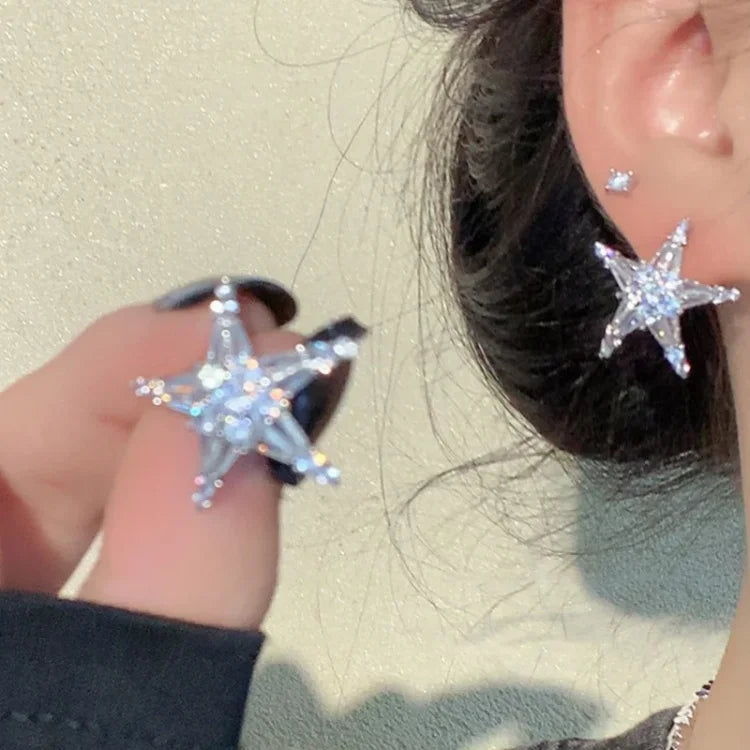 Zirconia Ster Earrings/Ear Cuff - Lyric-Earrings-Nora Luxe