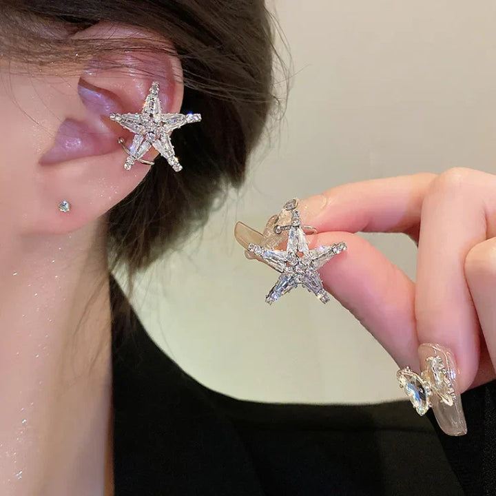 Zirconia Ster Earrings/Ear Cuff - Lyric-Earrings-Nora Luxe
