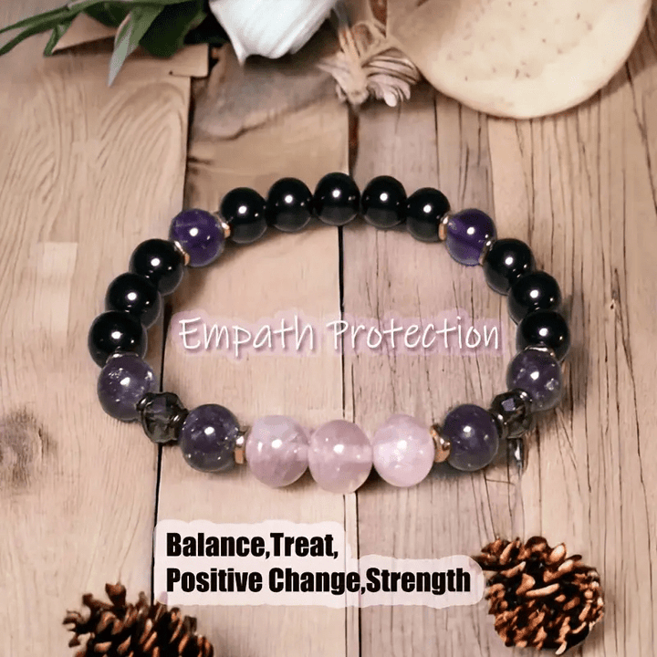 0.31 in Rose Quartz Obsidian Amethyst Beaded Bracelet - Aurora-Nora Luxe