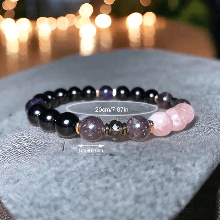 0.31 in Rose Quartz Obsidian Amethyst Beaded Bracelet - Aurora-Nora Luxe
