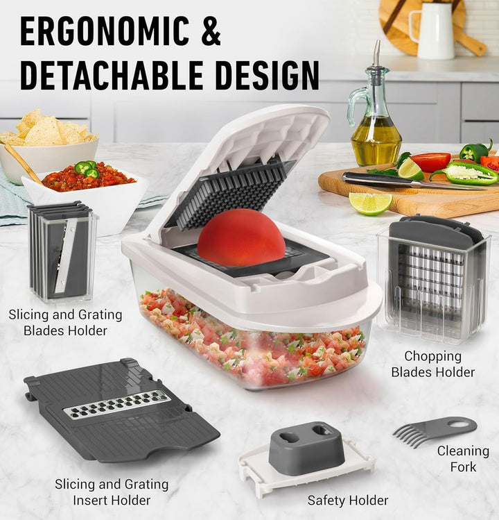 10-in-1 Vegetable Slicer with 8 Blades – Faster Cutting, Chopping, and Grating!-Grey-Nora Luxe