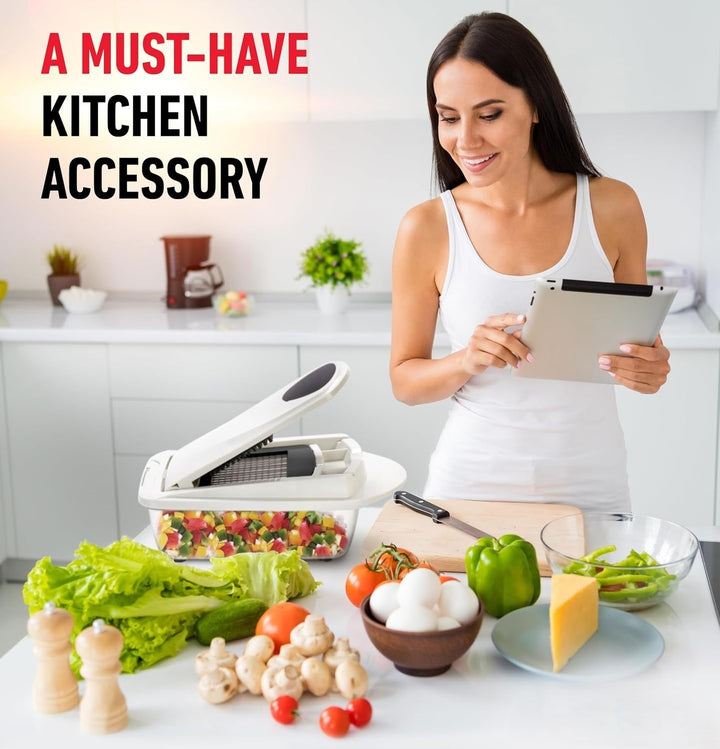 10-in-1 Vegetable Slicer with 8 Blades – Faster Cutting, Chopping, and Grating!-Grey-Nora Luxe