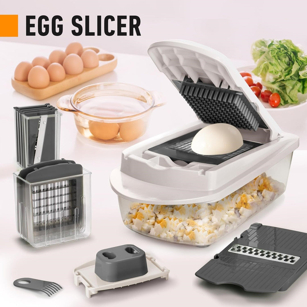 10-in-1 Vegetable Slicer with 8 Blades – Faster Cutting, Chopping, and Grating!-Grey-Nora Luxe