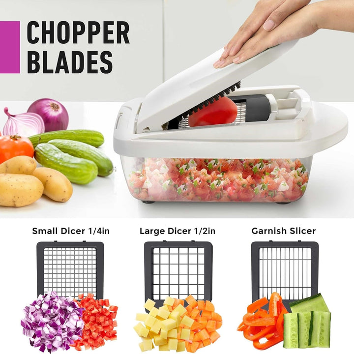 10-in-1 Vegetable Slicer with 8 Blades – Faster Cutting, Chopping, and Grating!-Grey-Nora Luxe