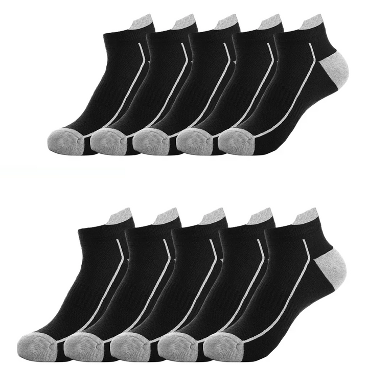 10 PAIRS OF BREATHABLE BAMBOO MEN'S SPORTS SOCKS - ANTI-SLIP-10 pairs D2021XW-10B-Nora Luxe