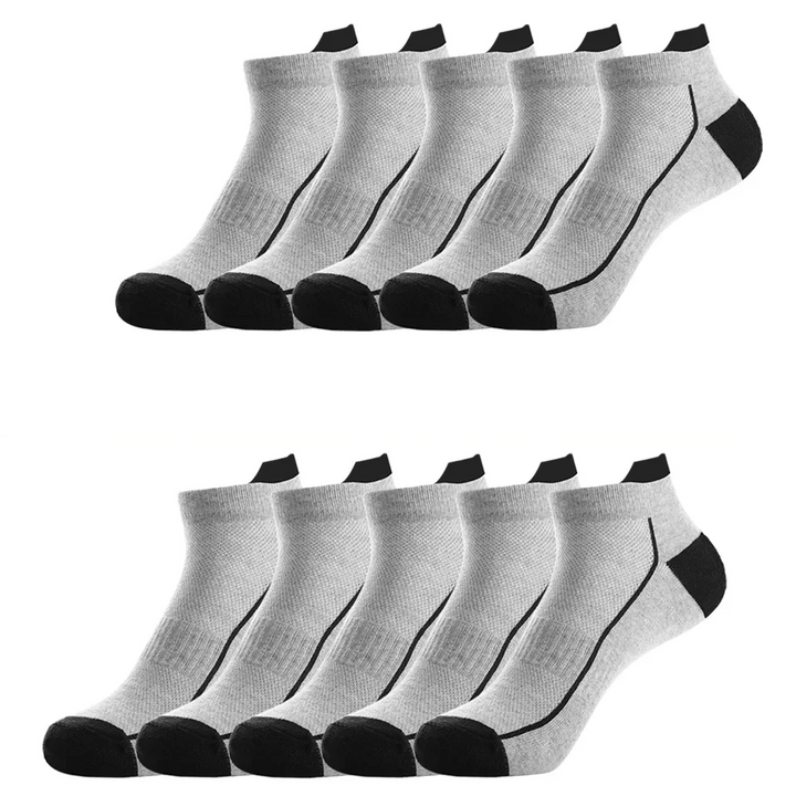 10 PAIRS OF BREATHABLE BAMBOO MEN'S SPORTS SOCKS - ANTI-SLIP-10 pairs D2021XW-10G-Nora Luxe