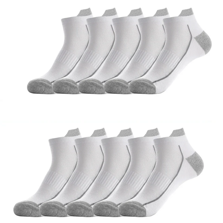 10 PAIRS OF BREATHABLE BAMBOO MEN'S SPORTS SOCKS - ANTI-SLIP-10 pairs D2021XW-10W-Nora Luxe