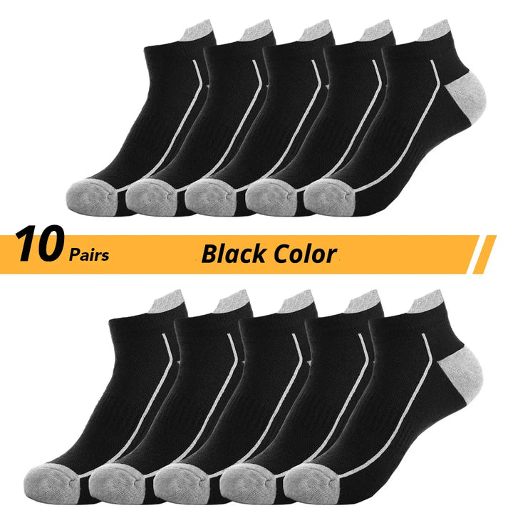 10 PAIRS OF BREATHABLE BAMBOO MEN'S SPORTS SOCKS - ANTI-SLIP-5 pairs DP088-Nora Luxe