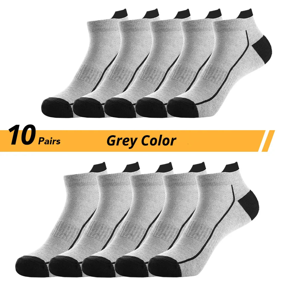 10 PAIRS OF BREATHABLE BAMBOO MEN'S SPORTS SOCKS - ANTI-SLIP-5 pairs DP088-Nora Luxe