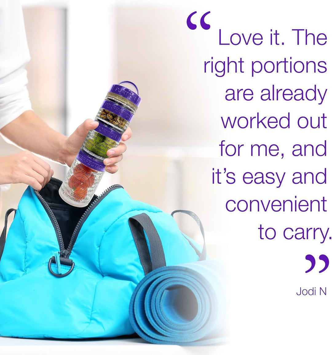 100-Calorie Snack Portion Control Containers - Stackable Set-Purple-Nora Luxe