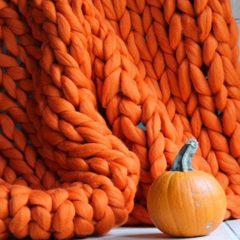 1000 grams XXL Chunky Knitting Yarn - LuxaWool-Orange-Nora Luxe