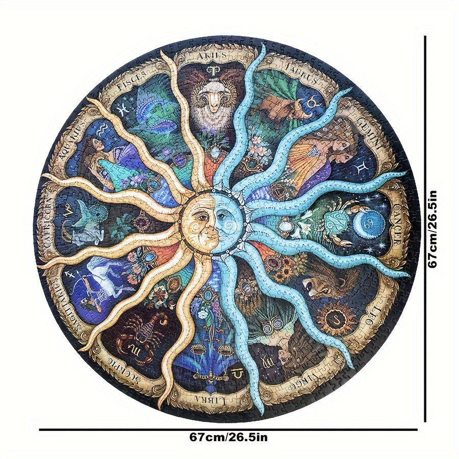 1000-Piece Round Zodiac Puzzle - ZodiacDreams-Nora Luxe