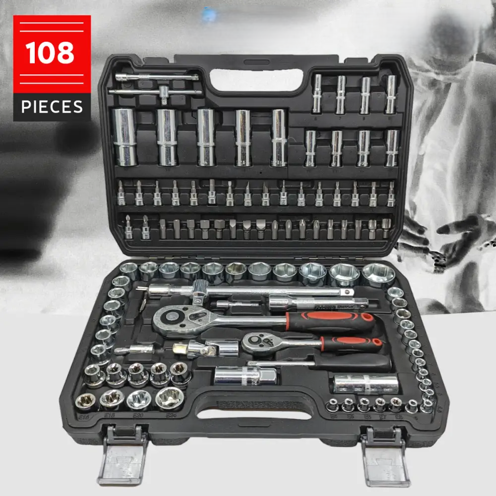 108-piece Chrome-Vanadium Socket Set – TorqueMaster-Nora Luxe