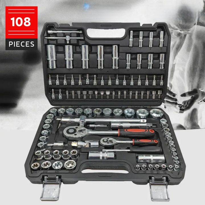108-piece Chrome-Vanadium Socket Set – TorqueMaster-Nora Luxe