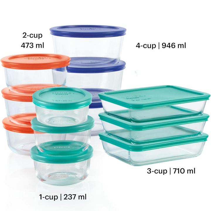 12-Pack Mixed Glass Food Storage Containers with Lids-Nora Luxe