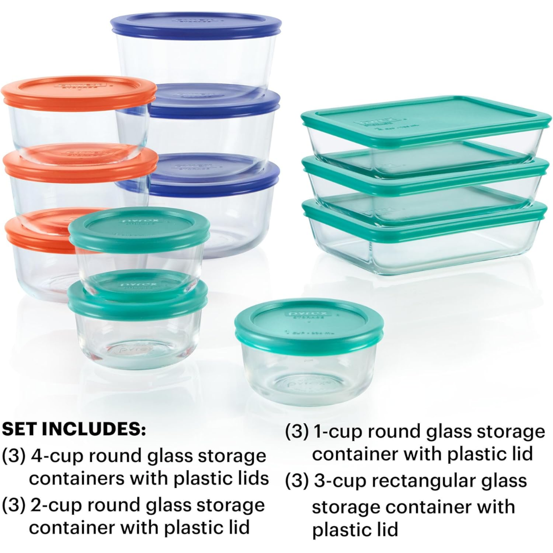 12-Pack Mixed Glass Food Storage Containers with Lids-Nora Luxe