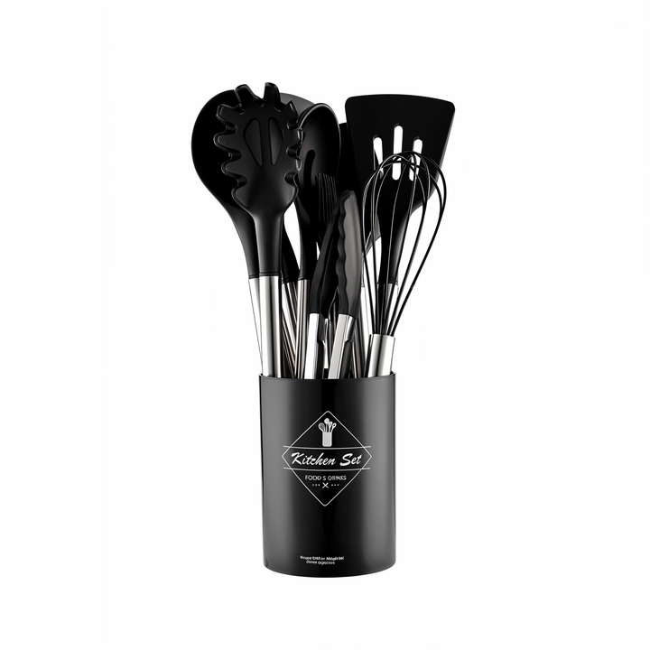 12-Piece Silicone Kitchen Utensil Set - Culinara Pro-Beige-Nora Luxe