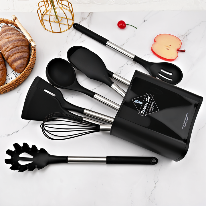 12-Piece Silicone Kitchen Utensil Set - Culinara Pro-Beige-Nora Luxe