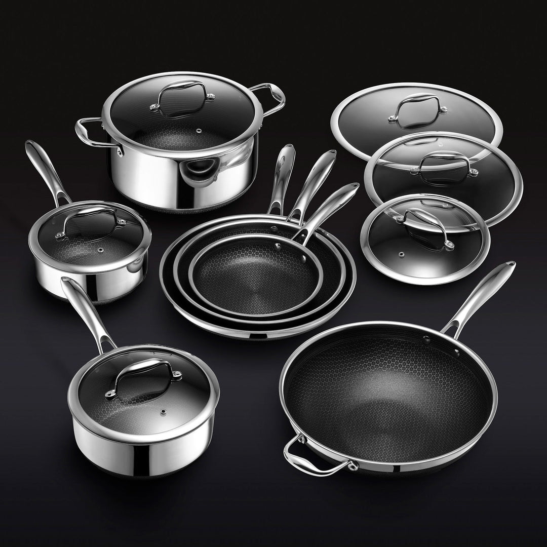 13 pc HexClad Hybrid Cookware Set with Lids-Nora Luxe