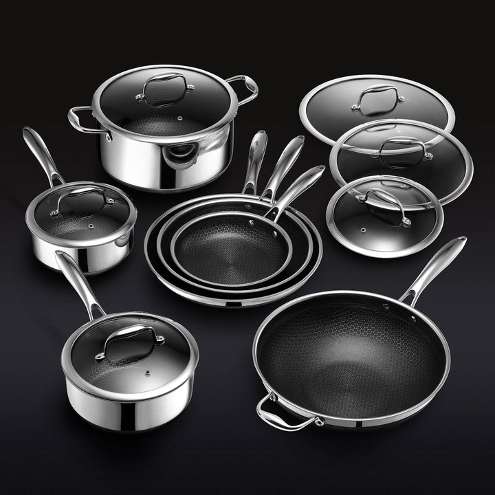13 pc HexClad Hybrid Cookware Set with Lids-Nora Luxe