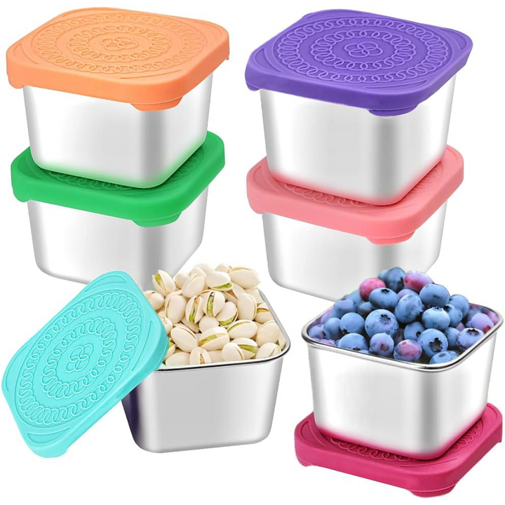 175ml Stainless Steel Snack Boxes for Kids - 6-Pack-Darkly colored-Nora Luxe