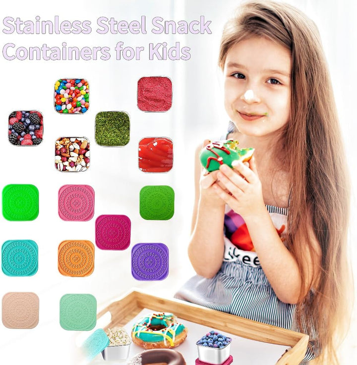175ml Stainless Steel Snack Boxes for Kids - 6-Pack-Lightly colored-Nora Luxe