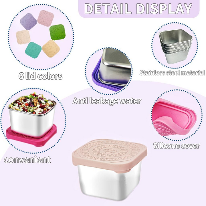 175ml Stainless Steel Snack Boxes for Kids - 6-Pack-Lightly colored-Nora Luxe