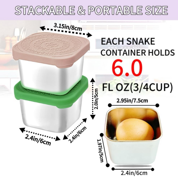 175ml Stainless Steel Snack Boxes for Kids - 6-Pack-Lightly colored-Nora Luxe