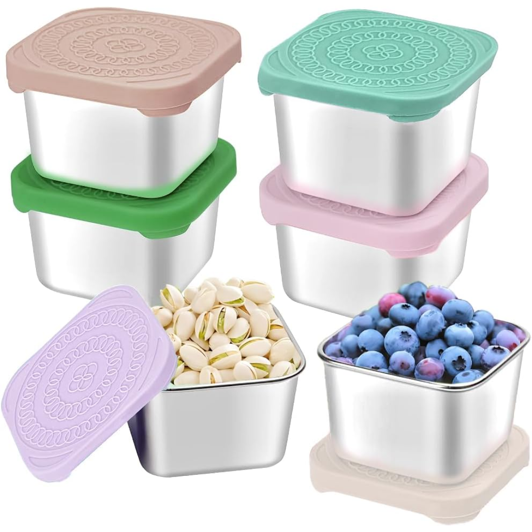 175ml Stainless Steel Snack Boxes for Kids - 6-Pack-Lightly colored-Nora Luxe