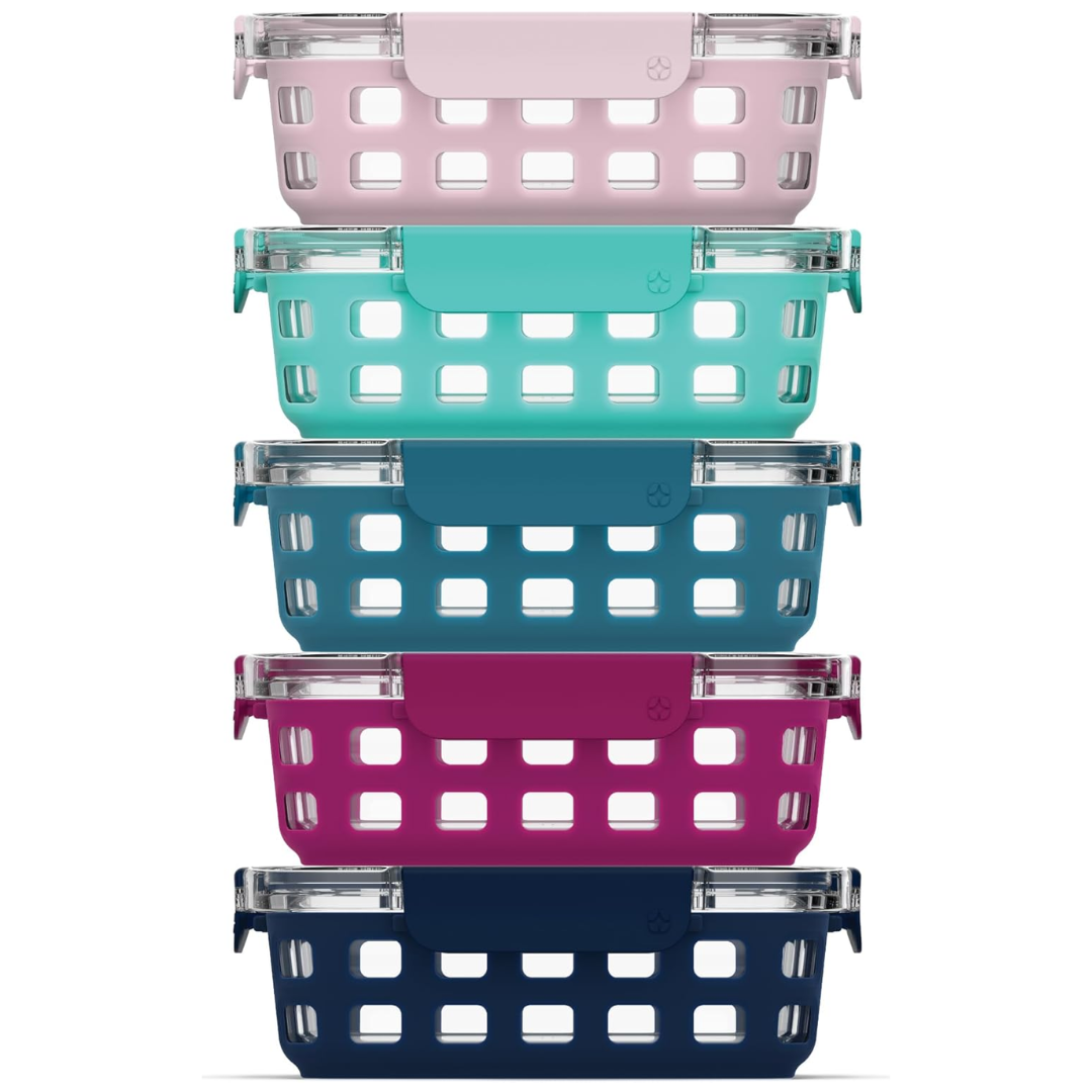 180 ml Glass Meal Prep Set – 5-Pack with Airtight Lid-Evening orchard-Nora Luxe