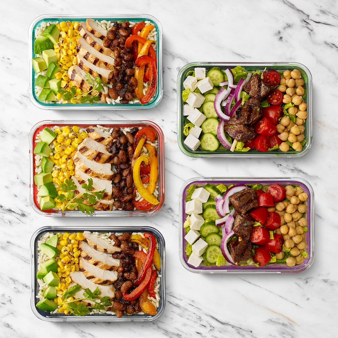 180 ml Glass Meal Prep Set – 5-Pack with Airtight Lid-Evening orchard-Nora Luxe