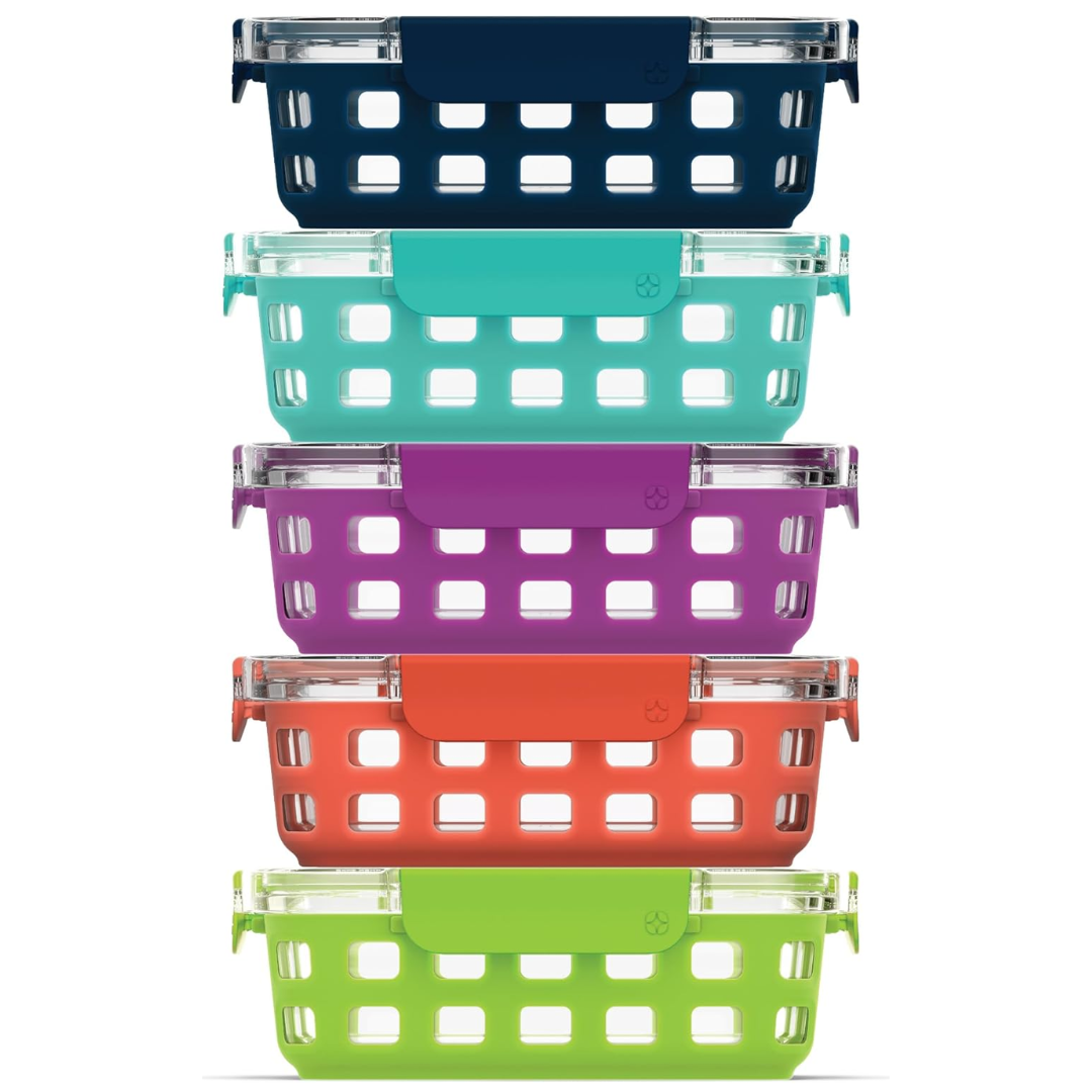 180 ml Glass Meal Prep Set – 5-Pack with Airtight Lid-Fruit salad-Nora Luxe