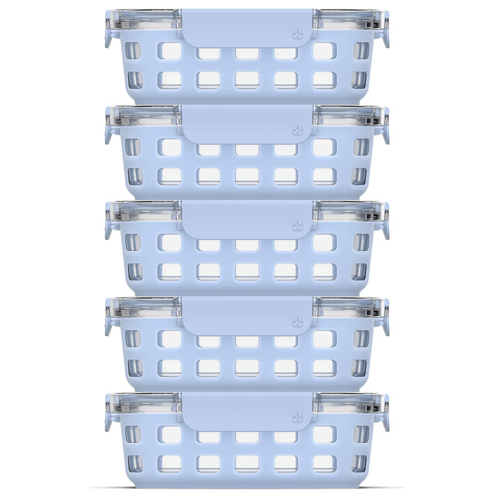 180 ml Glass Meal Prep Set – 5-Pack with Airtight Lid-Halogen blue-Nora Luxe