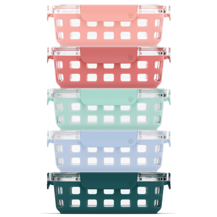 180 ml Glass Meal Prep Set – 5-Pack with Airtight Lid-Melon-Nora Luxe
