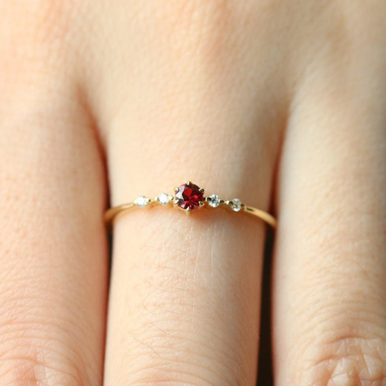 18K Gold Garnet Stone Ring - Elara-2.01 in-Nora Luxe